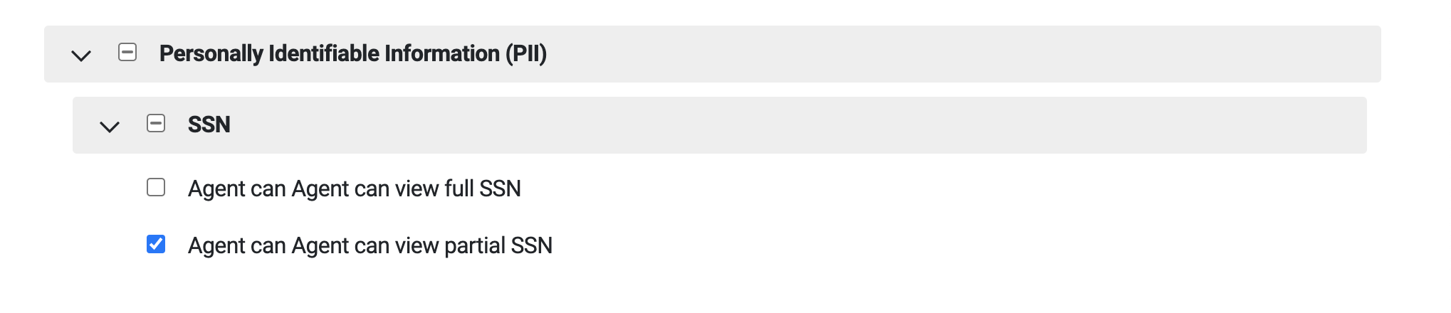 Partial SSN permission example
